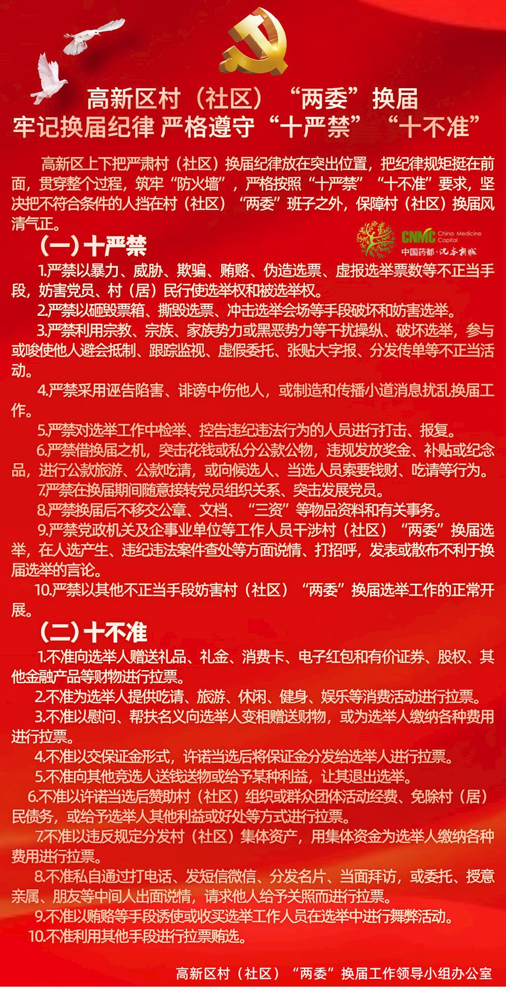 牢记换届纪律 严格遵守“十严禁”“十不准”